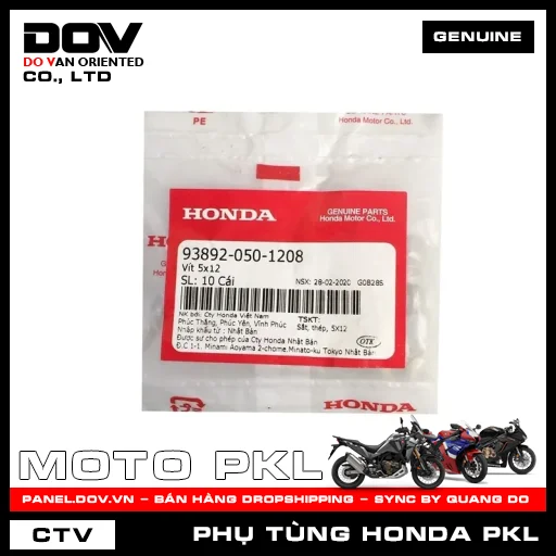 VÍT CÓ VÒNG ĐỆM 5X12 ADV350, CB1000R, CB300R, CB500F, CB500X, CB650R, CBR500R, CBR650R, GOLDWING, NX500, REBEL 1100, REBEL 300, REBEL 500, SH 350 — 938920501208