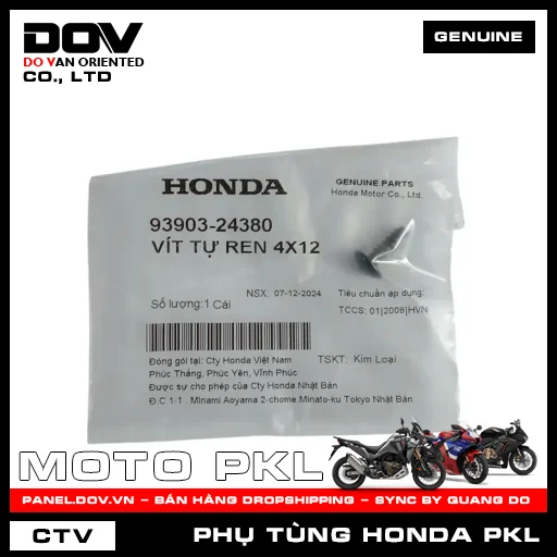 VÍT TỰ REN 4X12 CB1000R, CB350 H'NESS, CB500F, CB500X, CB650R, CBR500R, CBR650R, GOLDWING, NX500, REBEL 1100, REBEL 300, REBEL 500 — 9390324380