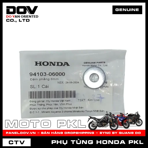 ĐỆM PHẲNG 6MM CB250 NIGHTHAWK, CB300R, CB650R, CBR650R, GOLDWING, REBEL 300, REBEL 500 — 9410306000