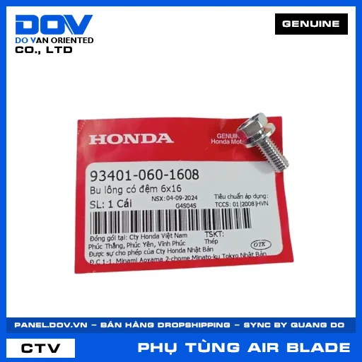 BU LÔNG CÓ ĐỆM 6X16 AIR BLADE 125, AIR BLADE 125/150, AIR BLADE 125/160 — 934010601608