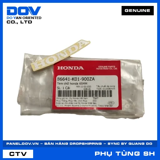 TEM CHỮ HONDA 65MM SH 125/150, SH 125/160 — 86641K01900ZA