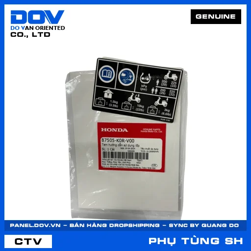 TEM HƯỚNG DẪN SỬ DỤNG LỐP (vỏ xe) SH 125/150, SH 125/160 — 87505K0RV00