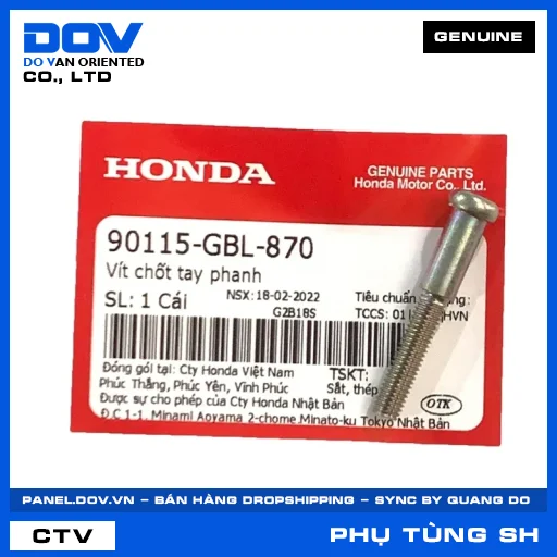 VÍT CHỐT TAY PHANH (tay thắng) SH 125/150 — 90115GBL870