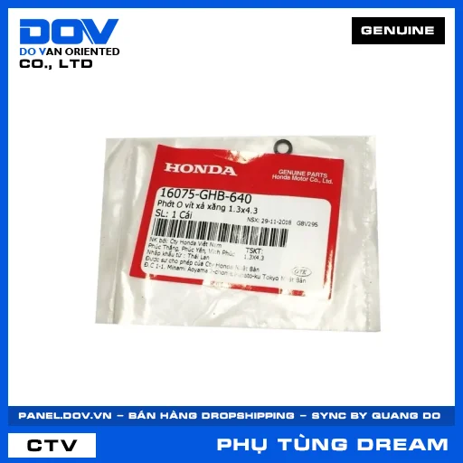 PHỚT O VÍT XẢ XĂNG 1.3X4.3 DREAM 110 — 16075GHB640