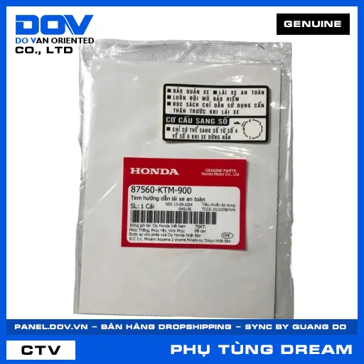 TEM HƯỚNG DẪN LÁI XE AN TOÀN DREAM 110 — 87560KTM900