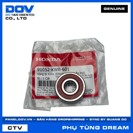 VÒNG BI 6201 (1 MẶT CHẮN BỤI) DREAM 110 — 91052KWB601