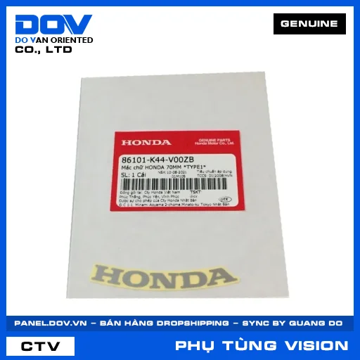 MÁC CHỮ HONDA 70MM *NH411* VISION 110 — 86101K44V00ZB