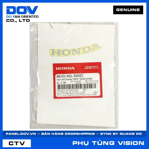 TEM CHỮ HONDA 75MM *B206,NHA69 VISION 110 — 86101KZLE00ZC