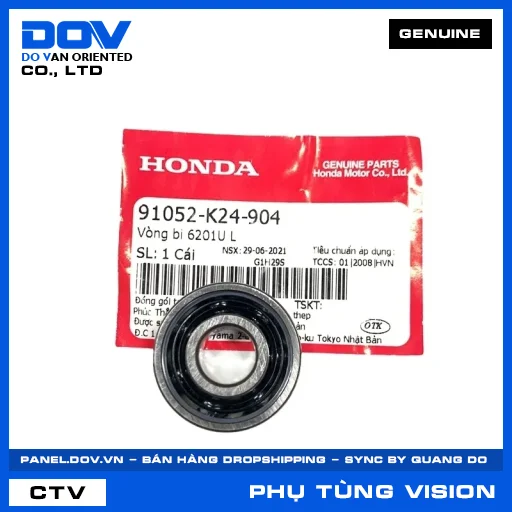 VÒNG BI 6201UL (1 MẶT CHẮN BỤI) VISION 110 — 91052K24904