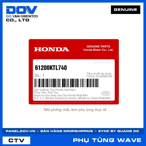 CHẮN BÙN B TRƯỚC (dè) WAVE ALPHA — 61200KTL740
