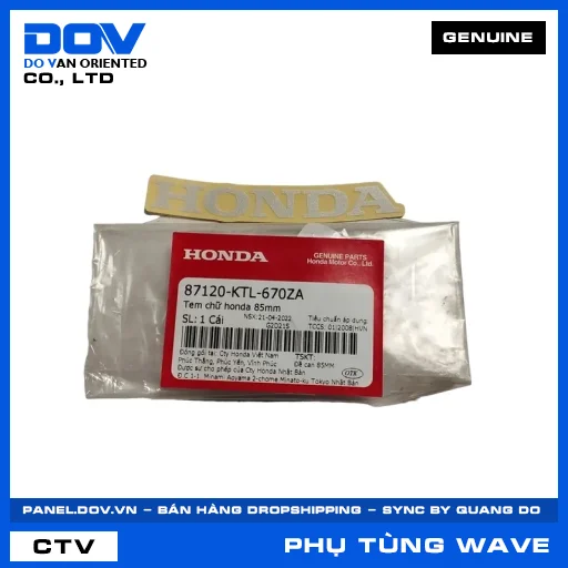 TEM CHỮ HONDA 85MM WAVE ALPHA — 87120KTL670ZA