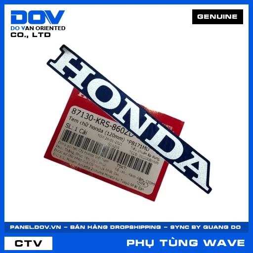 TEM CHỮ HONDA (120MM) *PB171MU WAVE ALPHA — 87130KRS860ZD
