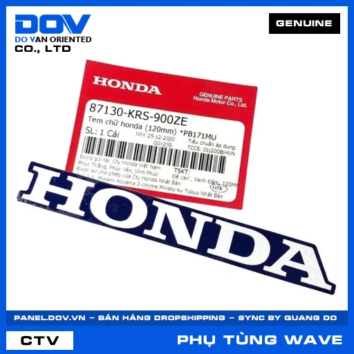 TEM CHỮ HONDA (120MM) *PB171MU WAVE ALPHA — 87130KRS900ZE