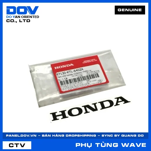 TEM CHỮ HONDA (110MM) WAVE ALPHA, WAVE ALPHA 110, WAVE RSX 110 — 87130KTL640ZA