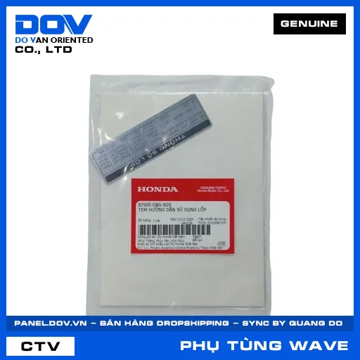 TEM HƯỚNG DẪN SỬ DỤNG LỐP (vỏ xe) WAVE ALPHA — 87505GBGB20