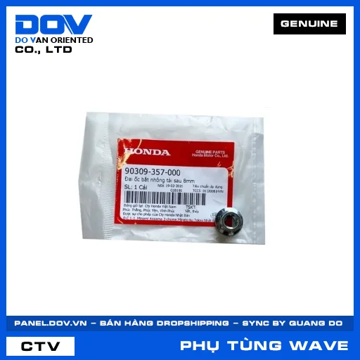 ĐAI ỐC LỤC GIÁC NHÔNG TẢI SAU 8MM WAVE 100, WAVE ALPHA — 90309357000