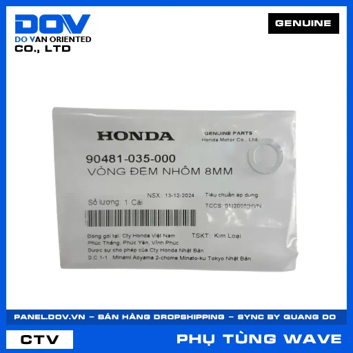 VÒNG ĐỆM NHÔM 8MM WAVE 100, WAVE ALPHA — 90481035000