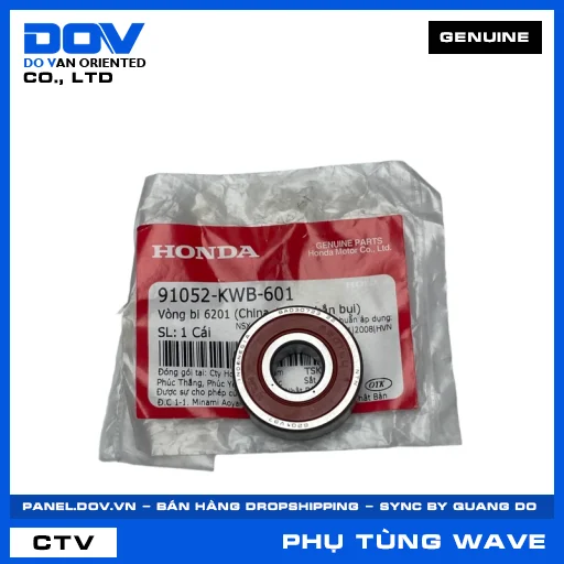 VÒNG BI 6201 (1 MẶT CHẮN BỤI) WAVE 100, WAVE ALPHA, WAVE RSX 110 — 91052KWB601