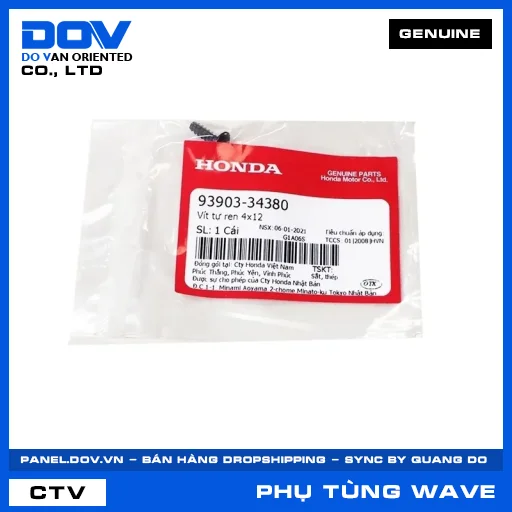 Vít tự ren 4x12 WAVE 100, WAVE ALPHA, WAVE ALPHA 110, WAVE RSX 110 — 9390334380