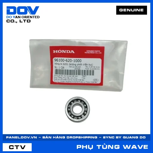 VÒNG BI 6201 (KHÔNG PHỚT CHẮN BỤI) WAVE ALPHA, WAVE ALPHA 110, WAVE RSX 110 — 961006201000