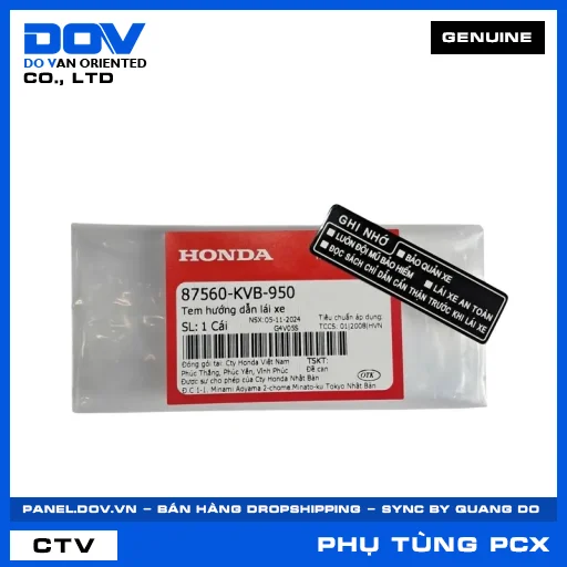 TEM HƯỚNG DẪN LÁI XE PCX, PCX 125, PCX 125/150 — 87560KVB950
