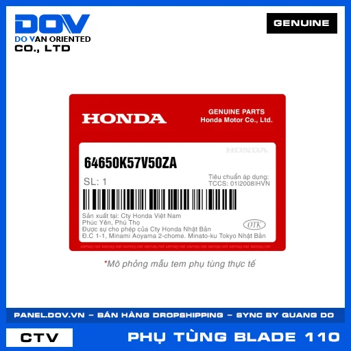 BỘ ỐP SƯỜN TRÁI *NHB55P* BLADE — 64650K57V50ZA