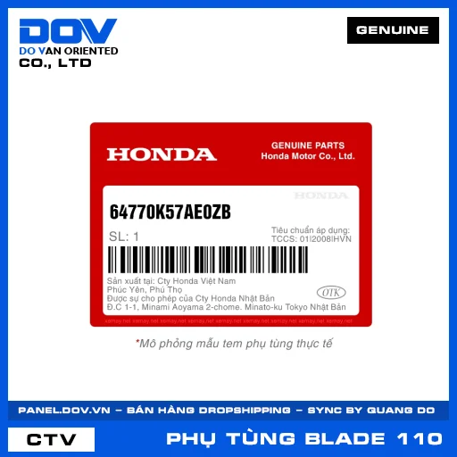 BỘ CÁNH YẾM TRÁI*NHB25M* BLADE — 64770K57AE0ZB