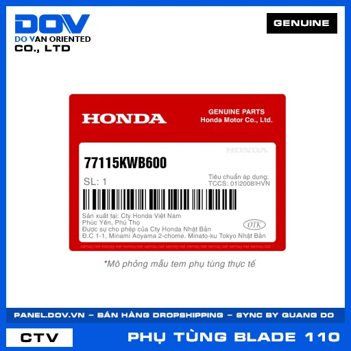 CAO SU BỊT KÍN YÊN XE BLADE 110 — 77115KWB600