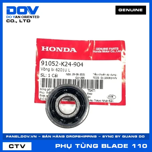 VÒNG BI 6201UL (1 MẶT CHẮN BỤI) BLADE 110 — 91052K24904