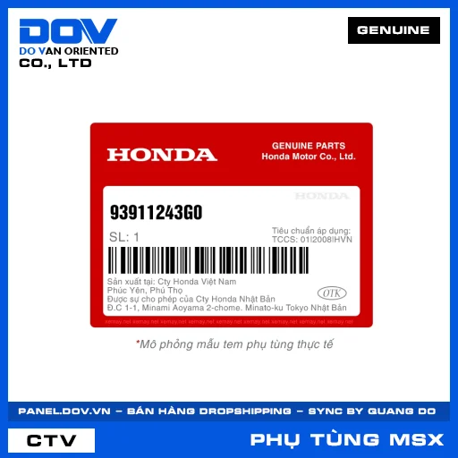 Vít tự hãm 4X14 MSX 125 — 93911243G0