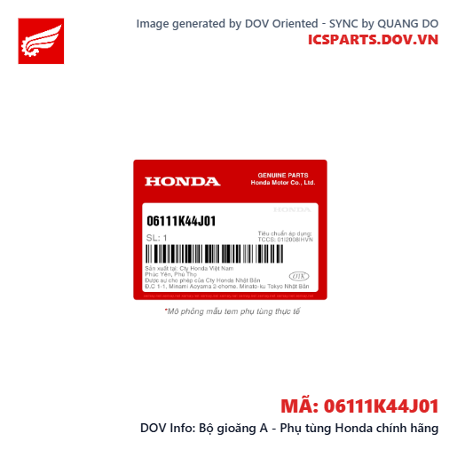 Bộ gioăng A - Phụ tùng Honda chính hãng