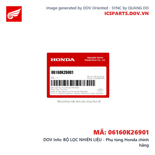 BỘ LỌC NHIÊN LIỆU - Phụ tùng Honda chính hãng