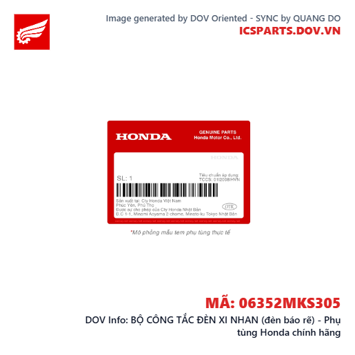 BỘ CÔNG TẮC ĐÈN XI NHAN (đèn báo rẽ) - Phụ tùng Honda chính hãng