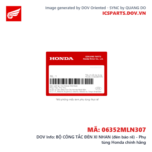 BỘ CÔNG TẮC ĐÈN XI NHAN (đèn báo rẽ) - Phụ tùng Honda chính hãng