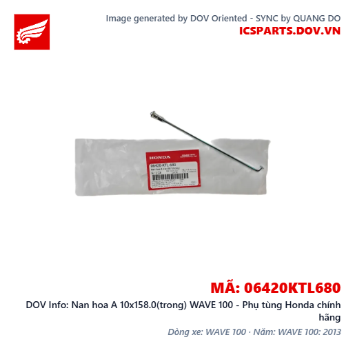 Nan hoa A 10x158.0(trong) WAVE 100 - Phụ tùng Honda chính hãng