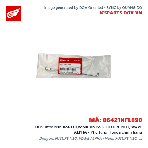Nan hoa sau,ngoài 10x155.5 FUTURE NEO, WAVE ALPHA - Phụ tùng Honda chính hãng