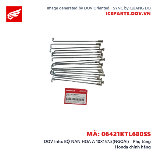 BỘ NAN HOA A 10X157.5(NGOÀI) - Phụ tùng Honda chính hãng