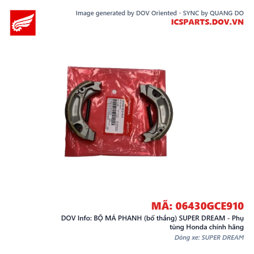 BỘ MÁ PHANH (bố thắng) SUPER DREAM - Phụ tùng Honda chính hãng