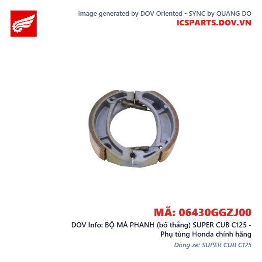 BỘ MÁ PHANH (bố thắng) SUPER CUB C125 - Phụ tùng Honda chính hãng