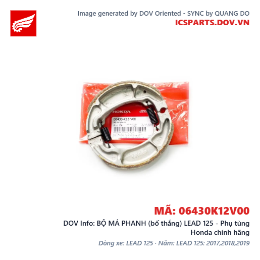 BỘ MÁ PHANH (bố thắng) LEAD 125 - Phụ tùng Honda chính hãng