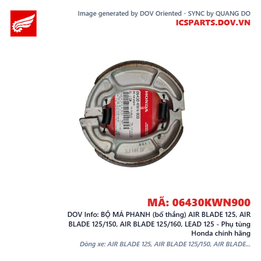 BỘ MÁ PHANH (bố thắng) AIR BLADE 125, AIR BLADE 125/150, AIR BLADE 125/160, LEAD 125 - Phụ tùng Honda chính hãng