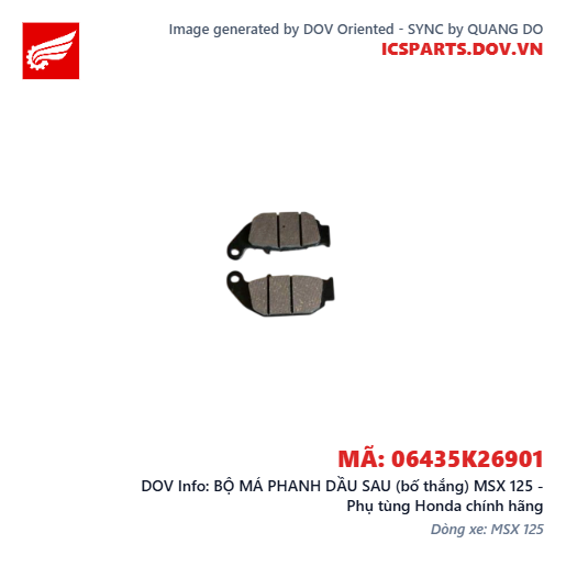 BỘ MÁ PHANH DẦU SAU (bố thắng) MSX 125 - Phụ tùng Honda chính hãng