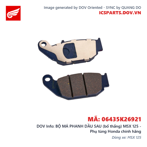 BỘ MÁ PHANH DẦU SAU (bố thắng) MSX 125 - Phụ tùng Honda chính hãng