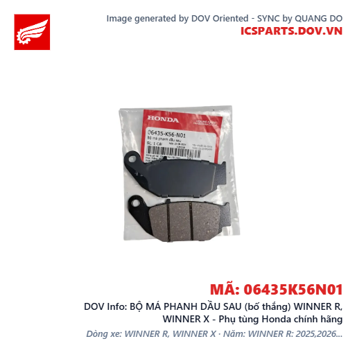 BỘ MÁ PHANH DẦU SAU (bố thắng) WINNER R, WINNER X - Phụ tùng Honda chính hãng