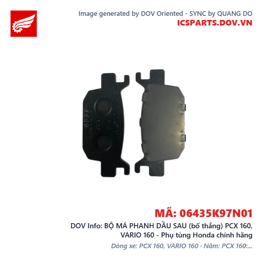 BỘ MÁ PHANH DẦU SAU (bố thắng) PCX 160, VARIO 160 - Phụ tùng Honda chính hãng