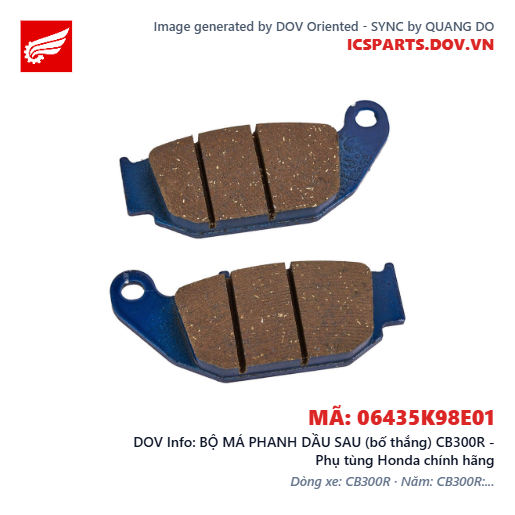 BỘ MÁ PHANH DẦU SAU (bố thắng) CB300R - Phụ tùng Honda chính hãng