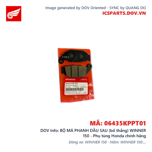 BỘ MÁ PHANH DẦU SAU (bố thắng) WINNER 150 - Phụ tùng Honda chính hãng