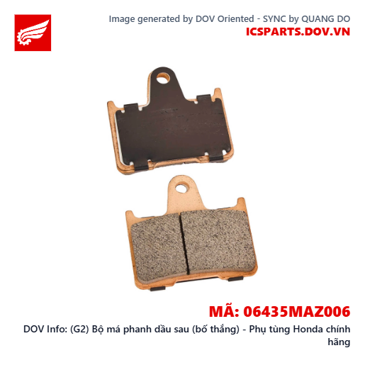 (G2) Bộ má phanh dầu sau (bố thắng) - Phụ tùng Honda chính hãng