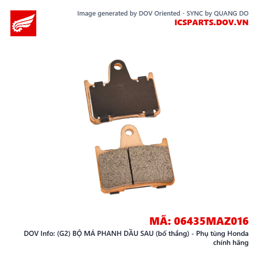 (G2) BỘ MÁ PHANH DẦU SAU (bố thắng) - Phụ tùng Honda chính hãng
