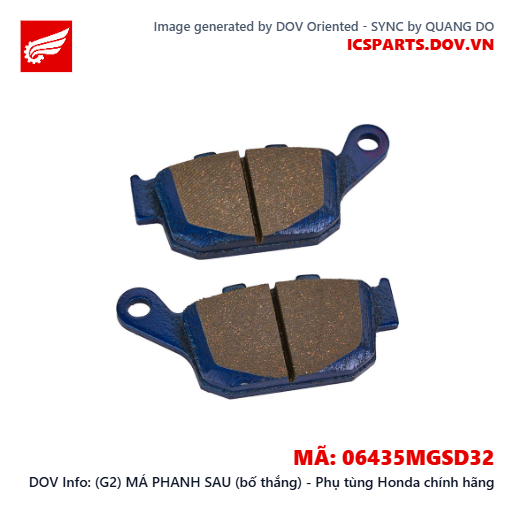 (G2) MÁ PHANH SAU (bố thắng) - Phụ tùng Honda chính hãng